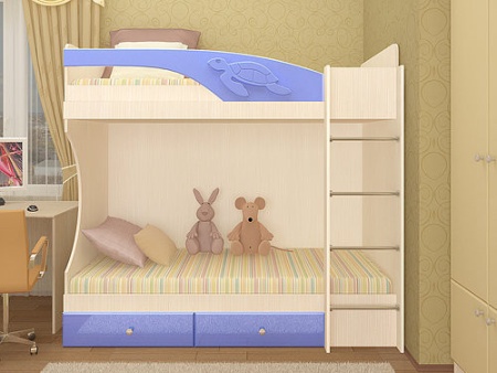 Кровать 2-х Ярусная Ириска МДФ (2,03х1,85х1,08/сп. место 0,8х2,0)/Разные Цвета