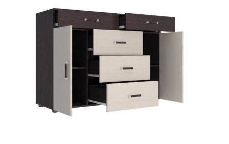 Комод Вега К-03 Венге/Дуб Молочный (Ш-1250 × В-910 × Г-449 мм)