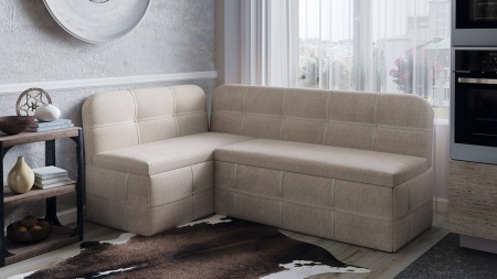 Скамья Угловая со Спальным Местом «Майами» (Дуб Сонома трюфель/Рогожка Бежевая)Д-1910+1220 мм x Г-500 мм x В-780 мм