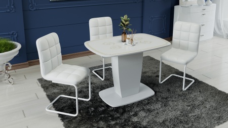 Стол Раздвижной «Аризона» Тип 2 Белый Глянец Разный Принт/Д-1100/1420 мм x Ш-770 мм x В-750 мм