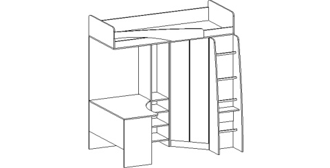 Детская Чердак Ириска МДФ Шимо Светлый+Ваниль Глянец ( 2,03х1,95х1,2/спальное место 0,8х2,0) с Матрасом в Подарок