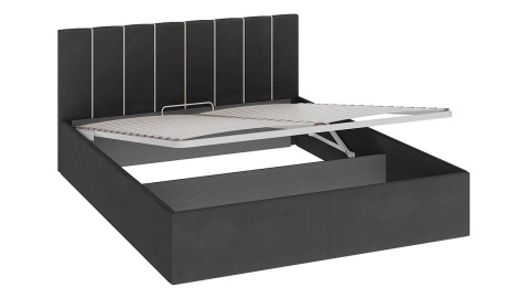 Кровать с подъемным механизмом «Верона» (Велюр Серый/Кант Крем)/(Спальное Место 1600 х 2000 мм)